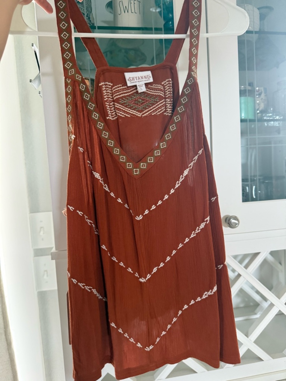 Shyanne Rust Copper Embroidered Tank Top